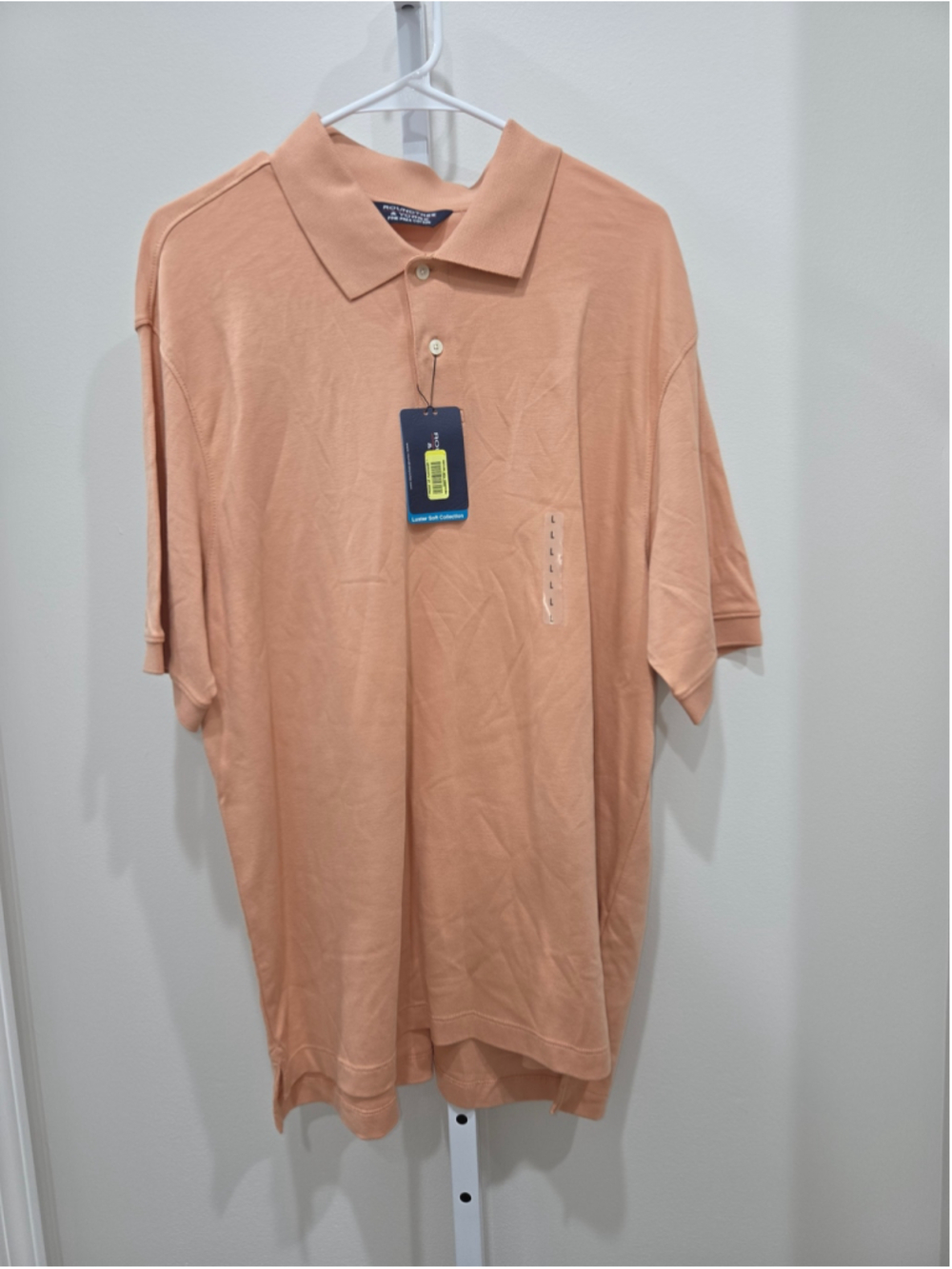 •Roundtree & Yorke• Men's Polo Shirt Size L Peach Fine Pima Cotton